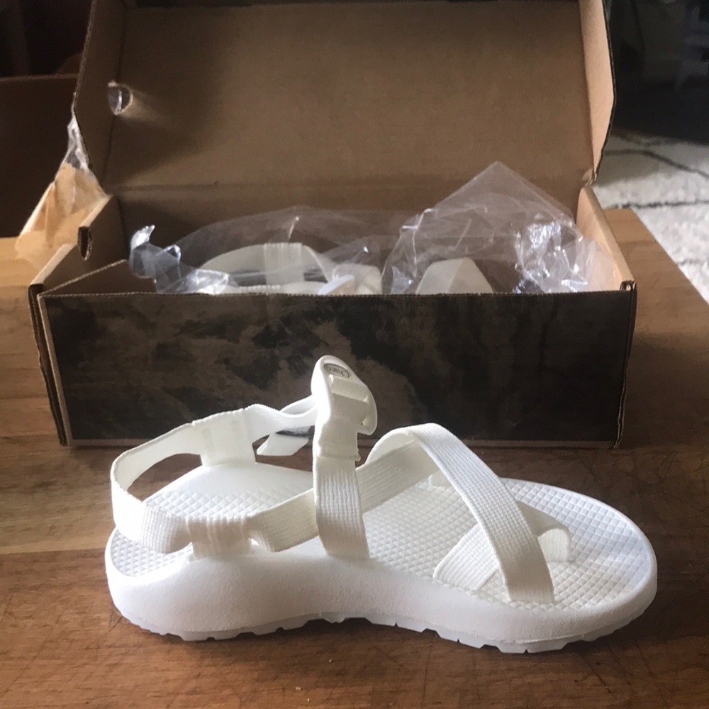 Brand new custom all white Chacos. Size 6.